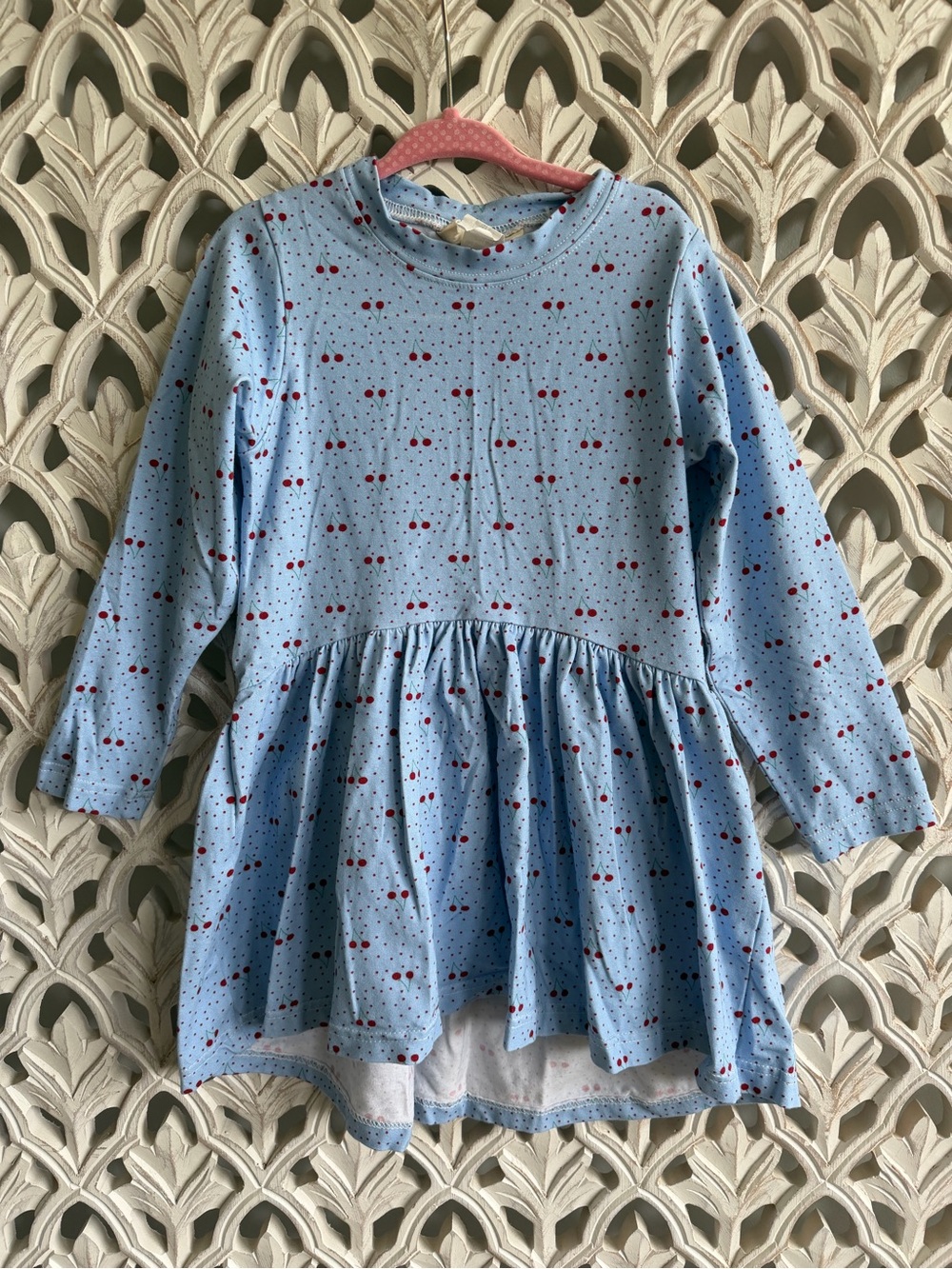 Hannah Kate Girls Size 5 Blue Cherry Print High Low Cotton Dress